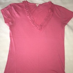 JCrew Ruffle Neck T-shirt